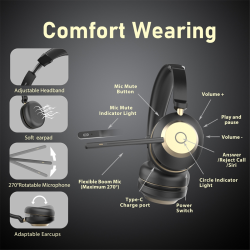 Double-Sided Head Mounted Noise Cancelling Bluetooth 2