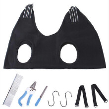 (M, BLACK) Ergonomic Dog Harness with Nail Trimming and Breathable Hammock Restraint Bag
