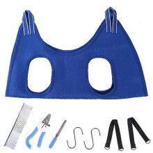(S, BLUE) Ergonomic Dog Harness with Nail Trimming and Breathable Hammock Restraint Bag