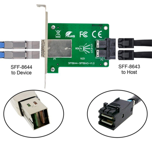Κάρτα επέκτασης SFF-8644 σε SFF-8643 Κάρτα ανύψωσης Mini SAS HD XIC4383 2