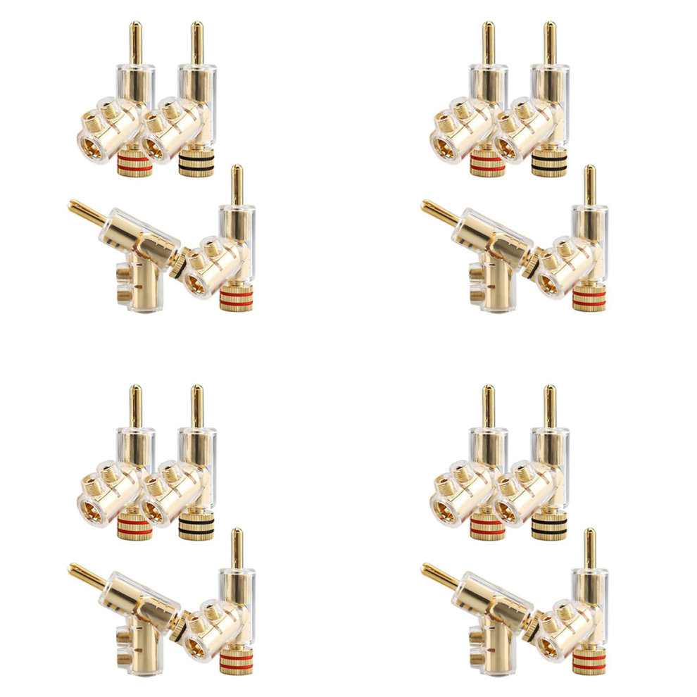 4Pcs Banana Plugs 45 Degree Angled Banana Connectors Gold 4712683780167
