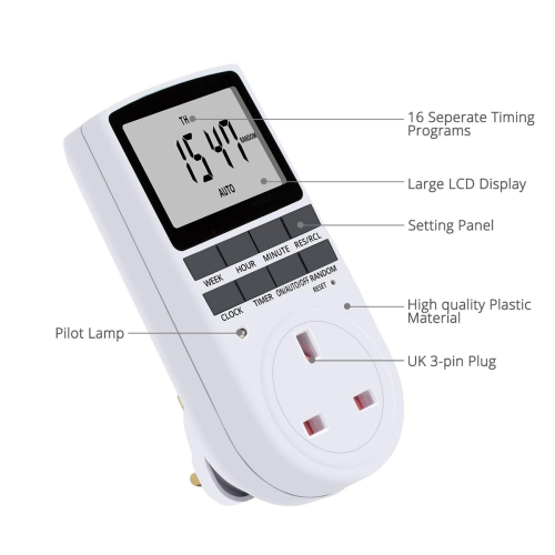 UK Plug Digital Plug Socket, Electrical Programmable Timer Switch 2