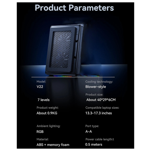V22 Laptop Cooler RGB 7-Height 1