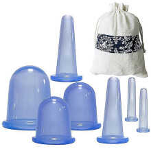 (1 Set, Blue) Silicone Suction Cups Kit for Body Massage - 7 Pieces Set with Pain Relief Cupping Therapy