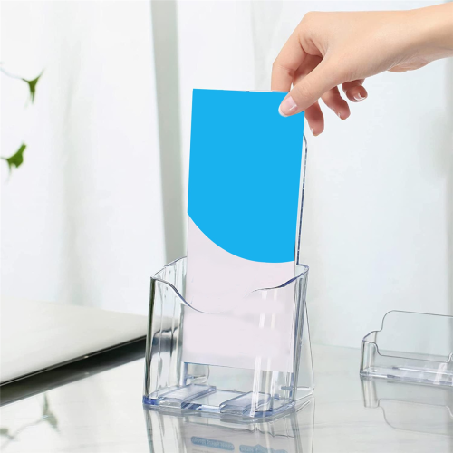 6 peças de suporte de panfletos de plástico com três dobras de 4 polegadas de largura para folhetos de exibição 1