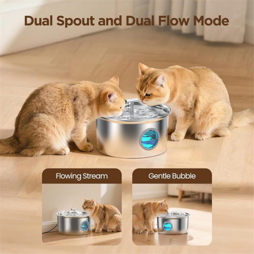 Fontaine à eau pour chat en acier inoxydable, prise UE 2