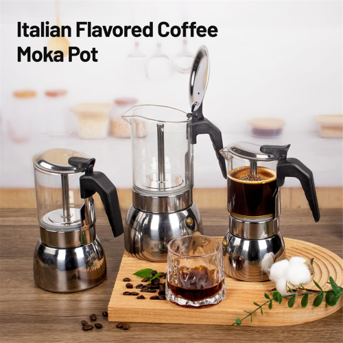 9 Cup Glass Clear Moka Pot Thickened Stovetop Espresso Maker 1