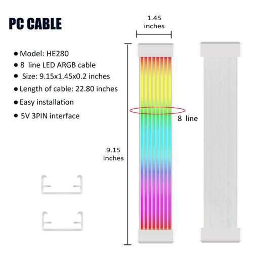 ARGB Power Extension Cable 3Pin RGB LED Light Strip Bar for PC Case 1