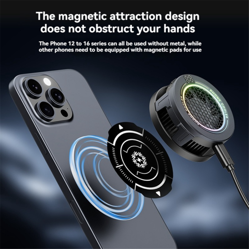 Magnetic Phone Cooler USB Fan RGB Light Temp Control for Gaming 2