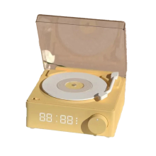 Retro Vinyl Wireless Bluetooth Speaker Clock Record Player Yellow