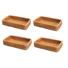 Hand-Woven Storage Basket Rattan Storage Tray Wicker Baskets-C