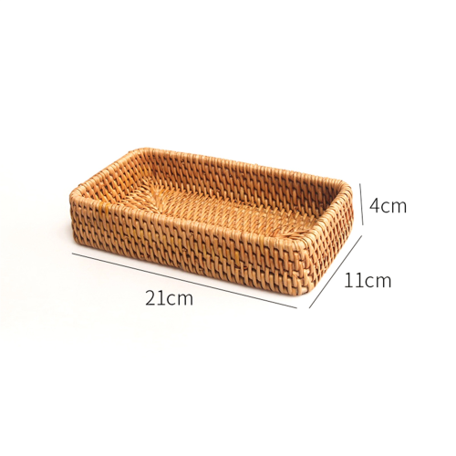 Hand-Woven Storage Basket Rattan Storage Tray Wicker Baskets-C 1