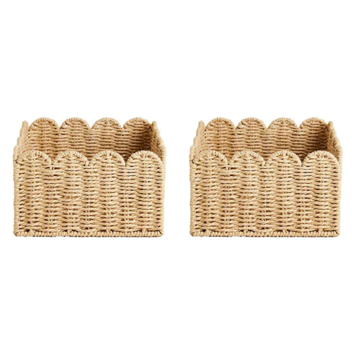 Scalloped Edge Basket, Wicker Storage Baskets, Paper Rope Design