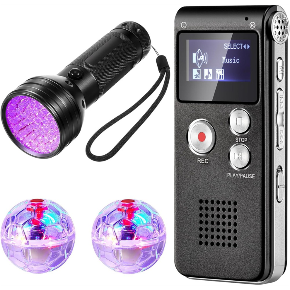 Device Kit Includes Voice Recorder LED Pet Cat Balls UV Flashlight-image-OPC-PJ289KY-NEW