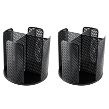Rotatable Cup and Lid Organizer with 4 Compartments Black