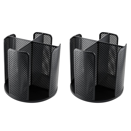 Rotatable Cup and Lid Organizer with 4 Compartments Black