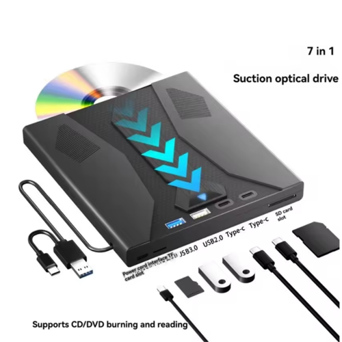 7 in 1 USB 3.0 Type C External Multifunction CD Drive Optical Player 1