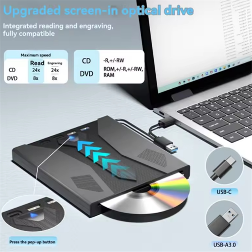 7 in 1 USB 3.0 Type C External Multifunction CD Drive Optical Player 2