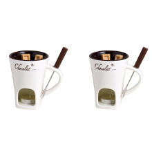 Set di tazze per fonduta, cioccolato, formaggio, latte, panna, bianco