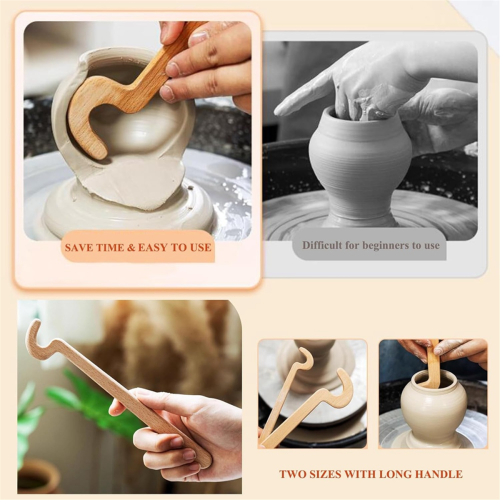 Cup Pottery Clay Tools with Long Grip Handle, Ceramic Throwing Stick 2