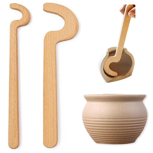 Cup Pottery Clay Tools with Long Grip Handle, Ceramic Throwing Stick 1