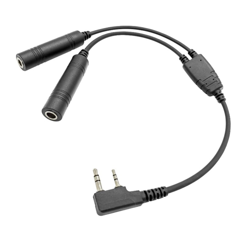 GA Dual Plugs Aviation Headphone to 2-Pin Pilot Headset Connector