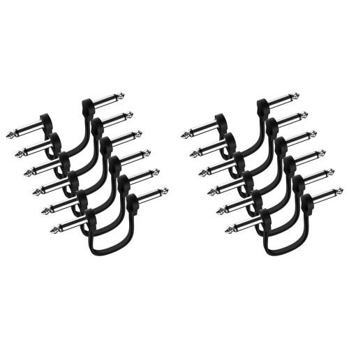 Pacote com 6 cabos de conexão para guitarra de 6 polegadas, cabo para pedal de guitarra e instrumento