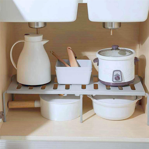 Kitchen Shelf Organizer, with Retractable, Plastic Organizers White 1
