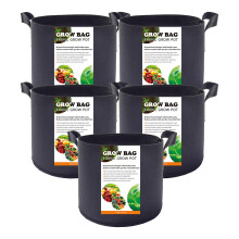 Pack of 5 Large Fabric Plant Bags with Handles Robust Fleece Planters for Potatoes, Tomatoes (3 Gallon)