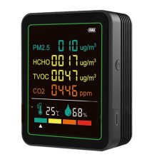 MT07WT 6-in-1 Indoor Luchtkwaliteitsmonitor Draagbare PM2.5 Tester Zwart