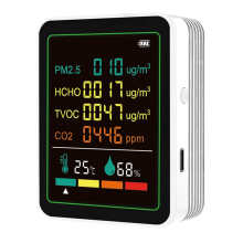 MT07WT 6-in-1 Indoor Luchtkwaliteitsmonitor Draagbare PM2.5 Tester Wit