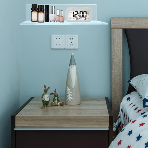 Acrylic Floating Shelf Small Storage Rack Wall-Mounted Transparent 1