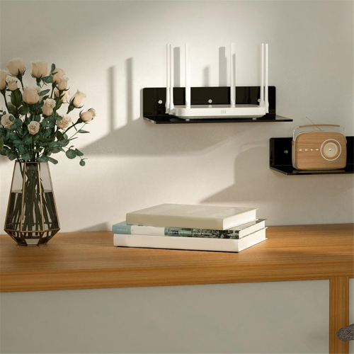 Acrylic Floating Shelf Small Storage Rack Wall-Mounted Black 2