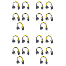 Cabo de alimentação SATA macho de 15 pinos para PCI-E de 8 pinos, 20 cm, para placa gráfica, 5 peças
