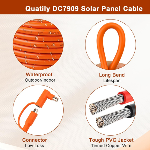 Solar to DC 8mm Charge Extension Cable 10FT,12AWG+14AWG Solar Cable 2