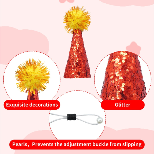 30 Pcs Mini Party Hats for Animal Figures Toys Tiny Glitter Cone 2