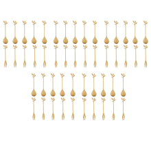5Spoon+5Forks Stainless Steel Leaf Spoon Fork Dessert Spoons, Golden