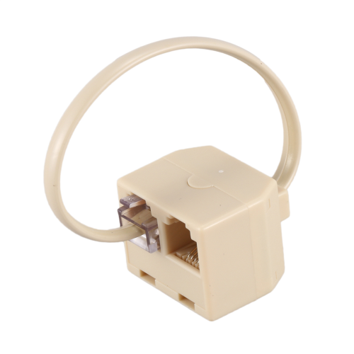 RJ11 6P4C 2-δρόμων πρίζα τηλεφώνου, προσαρμογέας διαχωριστή γραμμής, μπεζ 1