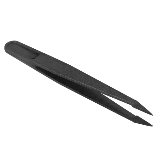 10 pinzette antistatiche con punta in plastica nera, lunghezza 12 cm 2