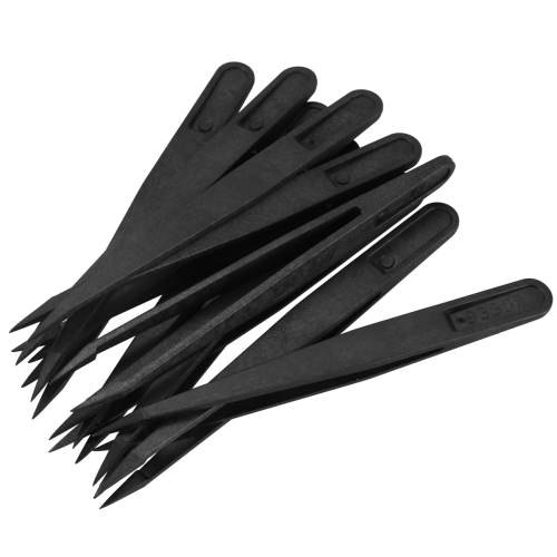 10 pinzette antistatiche con punta in plastica nera, lunghezza 12 cm 1