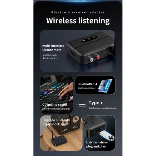 Δέκτης ήχου NFC Bluetooth 5.4, προσαρμογέας Bluetooth μουσικής χωρίς απώλειες 1