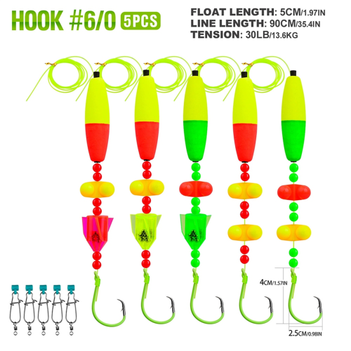 Γατόψαρο Float Rigs - Εξαρτήματα Αλιείας με Κουδούνισμα, 5 τεμάχια Rigs 2