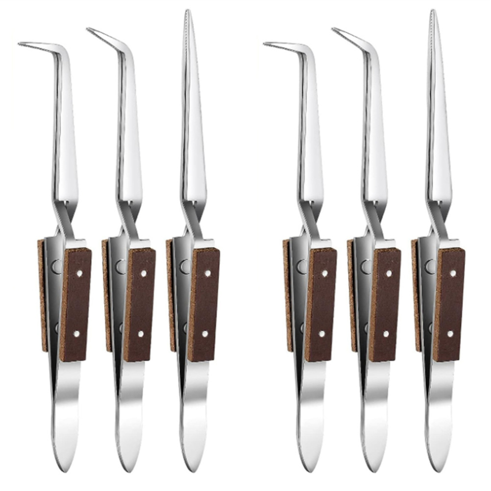 3Pcs Precision Reverse Tweezers, Pointed & Curved Tips Tweezer Set