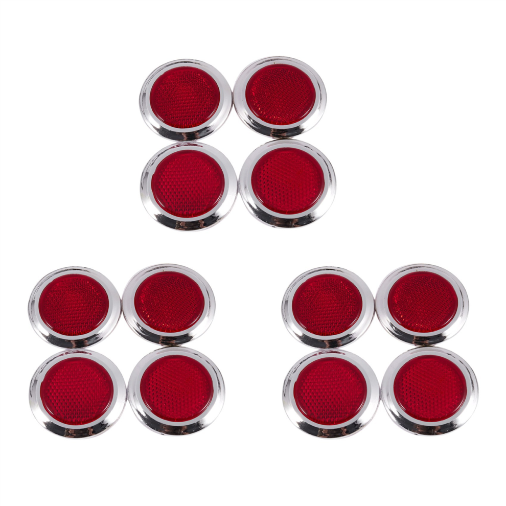 4 Pcs Auto Car Plastic Round Reflective Reflector Sticker Red 4712801493726