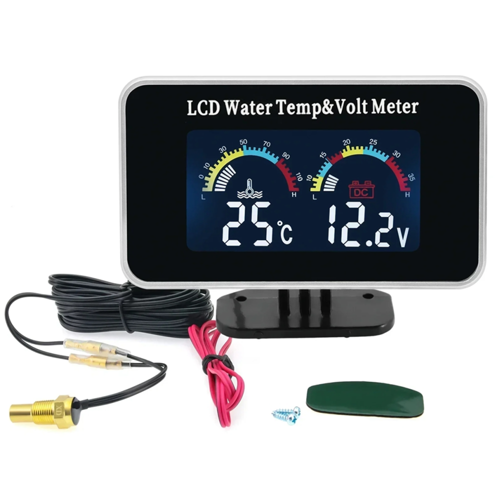 AD Car LCD Water Temperature Meter + Thermometer Voltmeter Gauge-image-OPC-PJ28QXB-NEW
