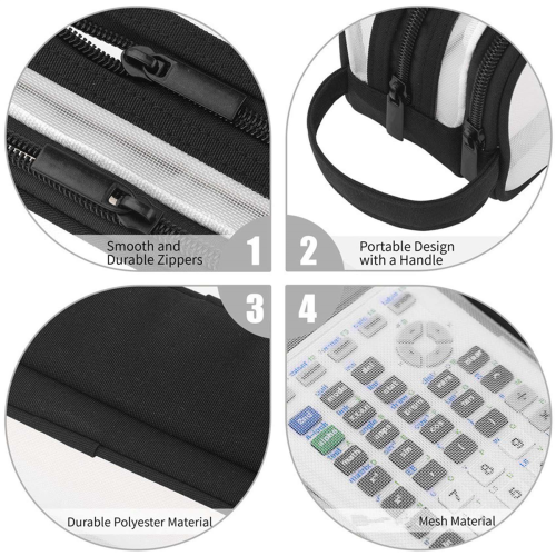 Grid Mesh Pencil Case 2 Compartment Pen Bags for Students Black 2