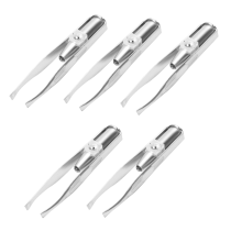 Edelstahl Wimpern Augenbrauen Pinzette + Luz LED