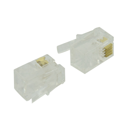 Conector de telefone Jack RJ9 4P4C 50 unidades, Transparente 1