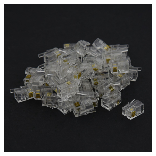 Conector de telefone Jack RJ9 4P4C 50 unidades, Transparente 2