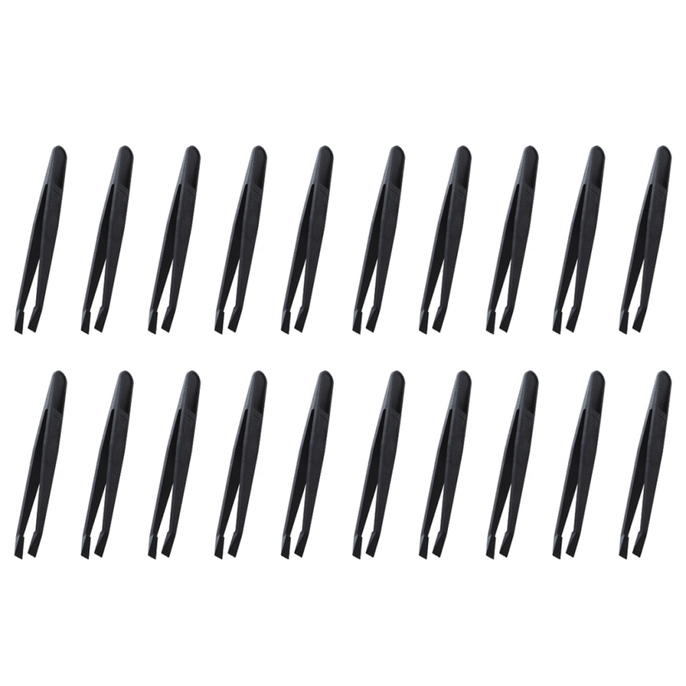 Black Manual Tool Plastic Flat Tip Anti-Static Tweezers
